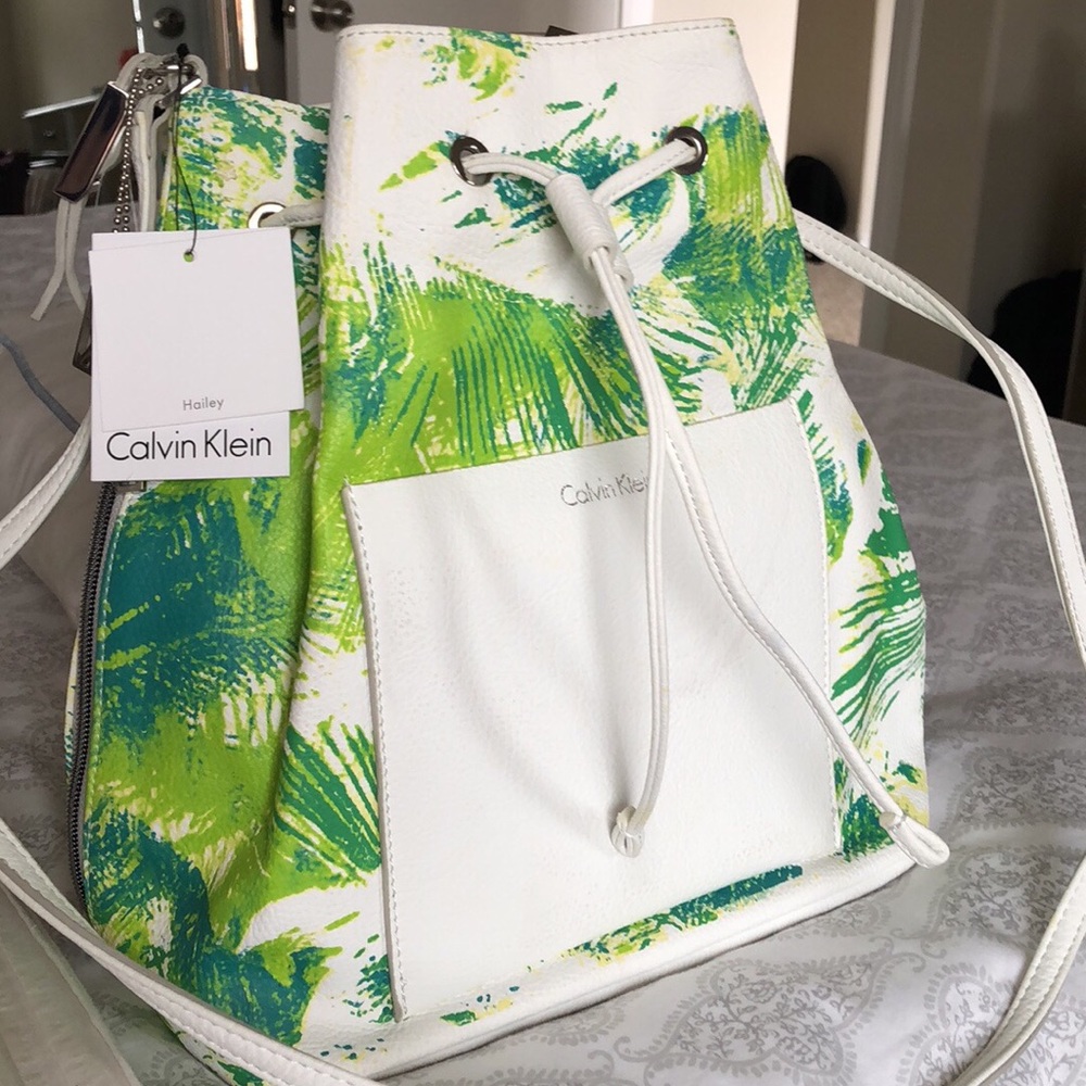 Calvin Klein Palm Print Convertible Shoulder Bag!
